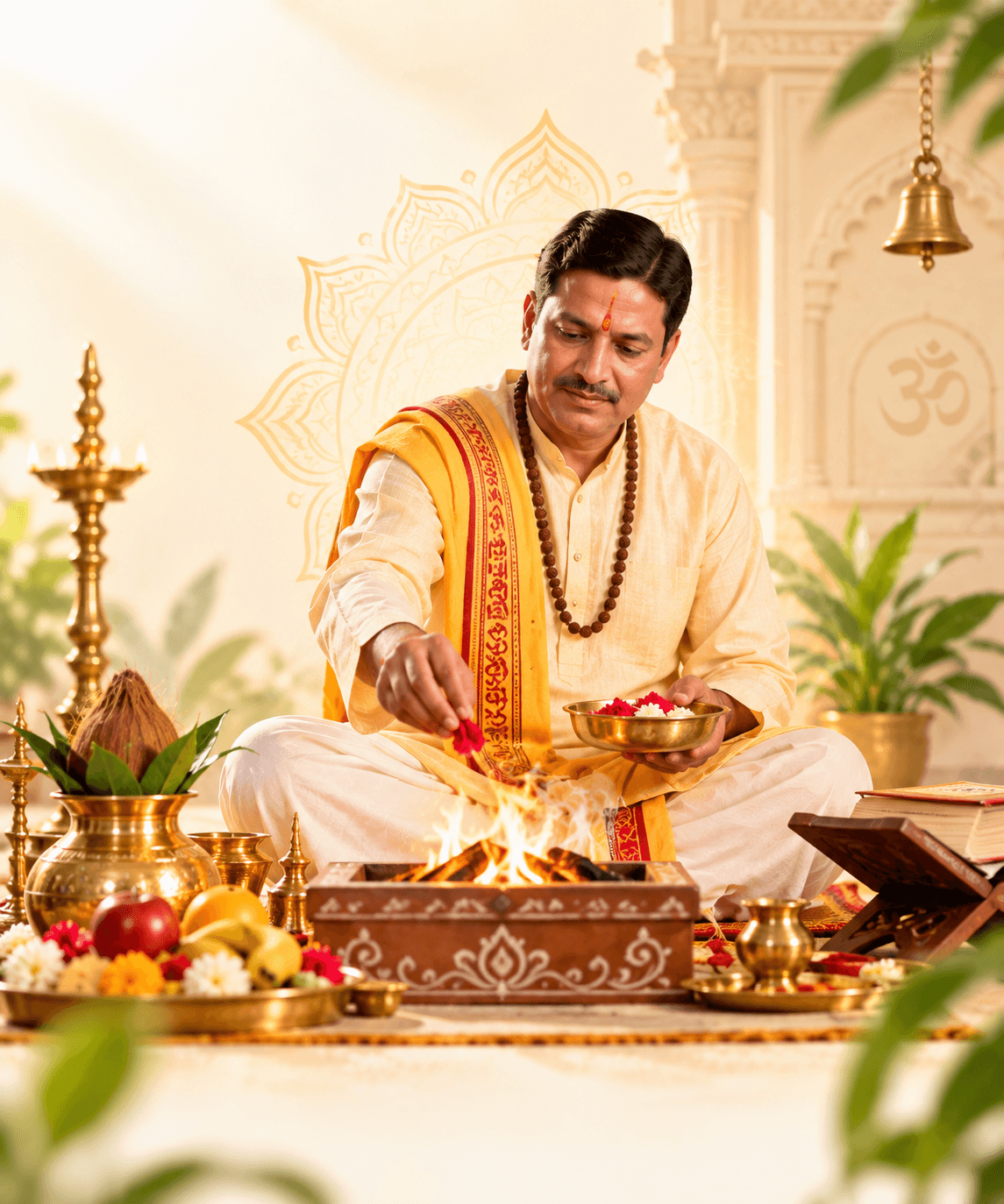 पंडित रामनारायण मिश्रा पूजा करते हुए